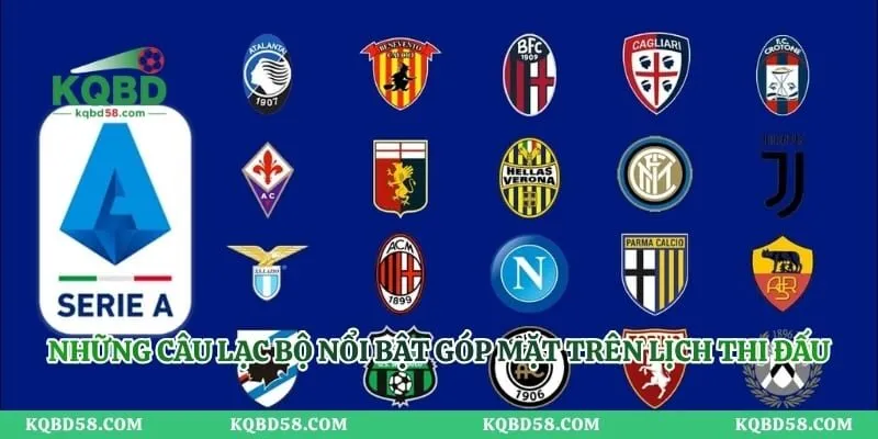 Những câu lạc bộ nổi bật góp mặt trên lịch thi đấu Serie A